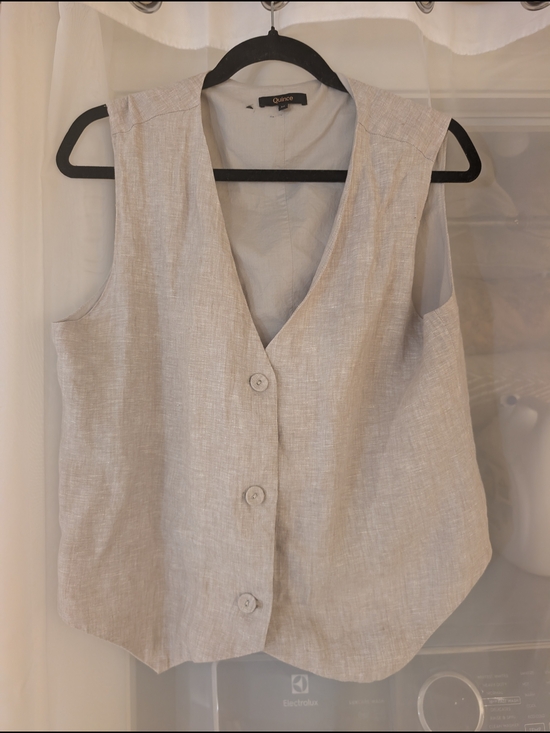 Quince Tops - Quince Women's Cream Linen Button-Front Vest